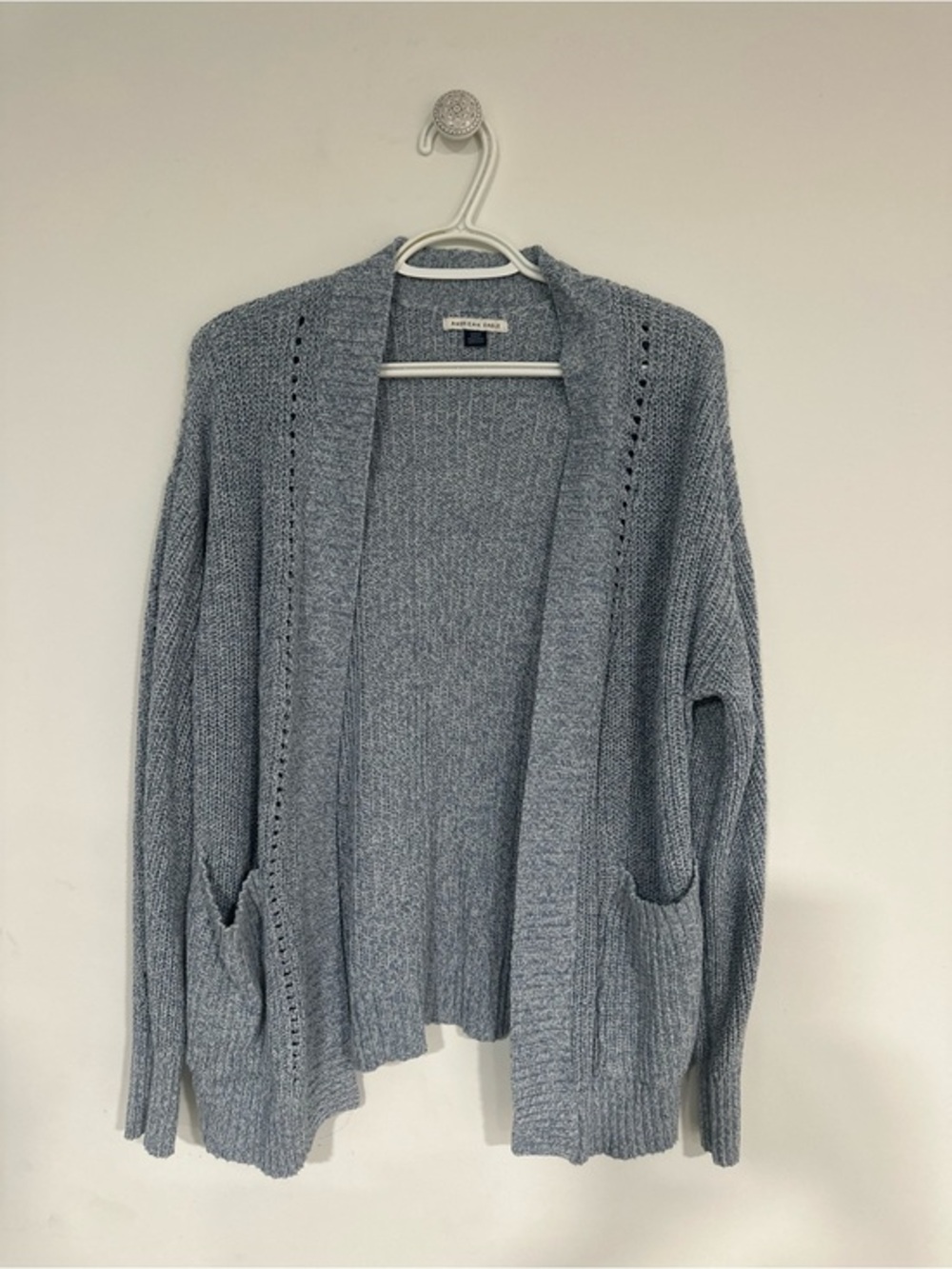 American Eagle Outfitters Heather Gray Open-Front Knit Cardigan